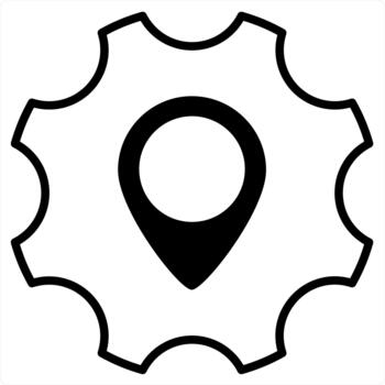 Location Setting and pin icon concept in black line color vector