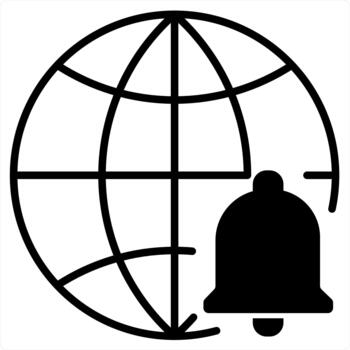 Global Notification and info icon concept in black line color vector