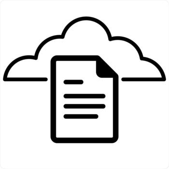 Cloud Document and File Concept in black line color vector