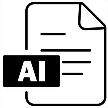 AI File and Document Icon Concept in black line color vector