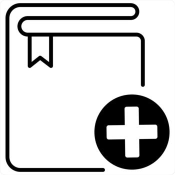 Add Book and Document Icon Concept in black line color vector