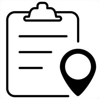 Page Location and Map Icon Concept in black line color vector