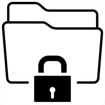 Folder Security and security Concept in black line color vector