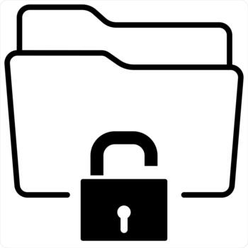 Folder Security and Lock concept in black line color vector