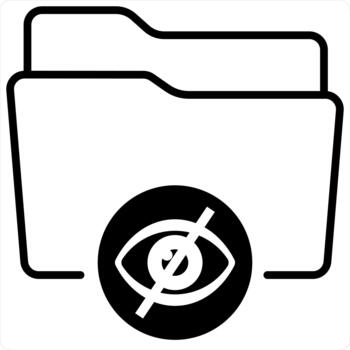 Invisible Folder and Remove Icon Concept in black line color vector