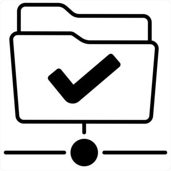 aprobado carpeta y documento icono concepto en negro línea color vector