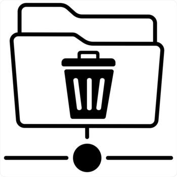 Trash Folder and Bin Icon Concept in black line color vector