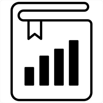 Graph Book and Report Icon Concept in black line color vector