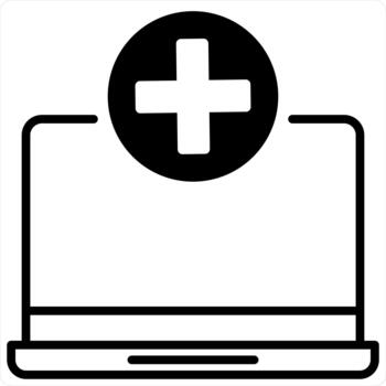 Add Laptop and Document Icon Concept in black line color vector