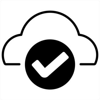 aprobar nube y informática icono concepto en negro línea color vector