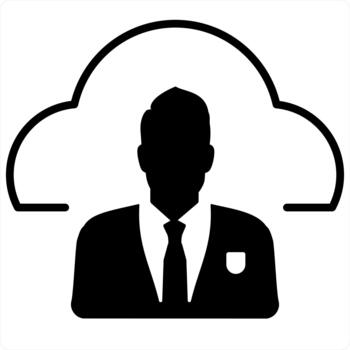 nube y informática icono en negro línea color vector