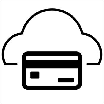 nube tarjeta y informática icono concepto en negro línea color vector