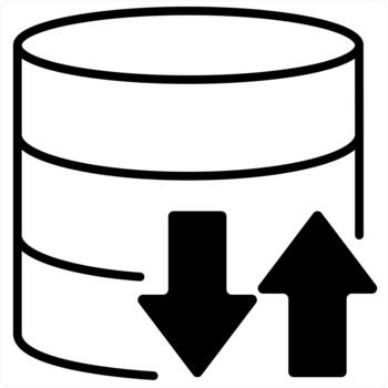 Synchronize Server and update icon concept in black line color vector