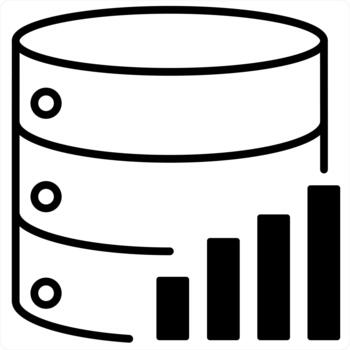 Server Statistics and icon concept in black line color vector