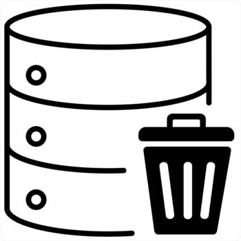 Trash Server and remove icon concept in black line color vector