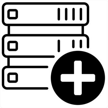 Add Server and create icon concept in black line color vector