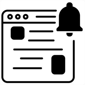 Webpage Notification and icon concept in black line color vector