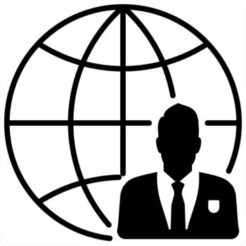 Global and User icon concept in black line color vector