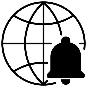 Global Notification and icon concept in black line color vector