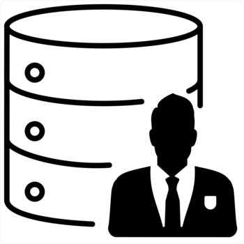 Server and user server icon concept in black line color vector