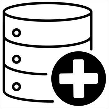 añadir servidor y icono concepto en negro línea color vector