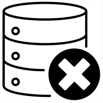 Wrong Server and data icon concept in black line color vector
