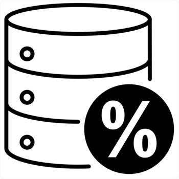 servidor descuento y datos icono concepto en negro línea color vector