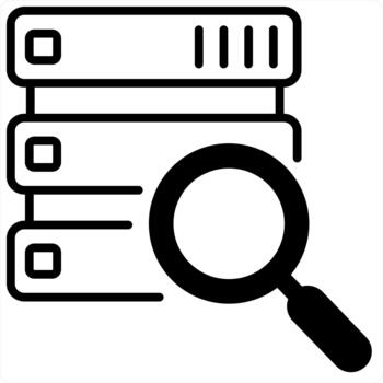 buscar base de datos y buscar icono concepto en negro línea color vector