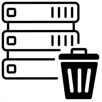 Trash Server and icon concept in black line color vector