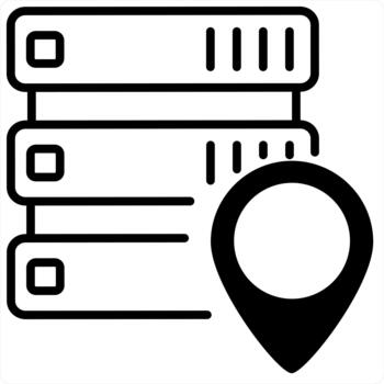 Server Location and icon concept in black line color vector