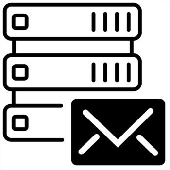 Server Message and icon concept in black line color vector