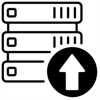 subir servidor y icono concepto en negro línea color vector