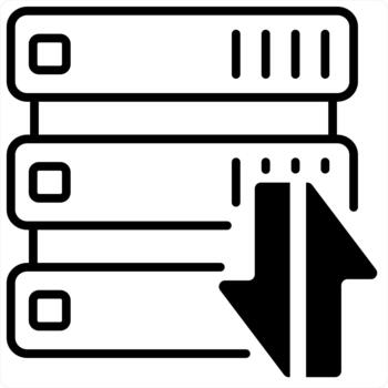Synchronize Server and icon concept in black line color vector