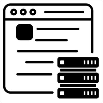 web página y icono concepto en negro línea color vector