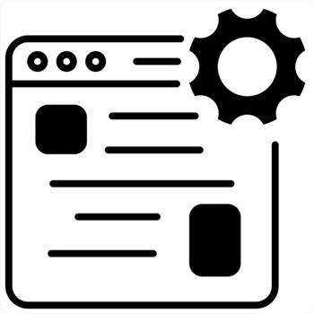 página web ajustes y icono concepto en negro línea color vector