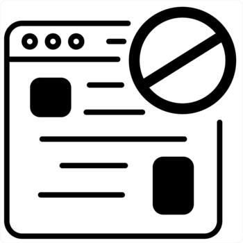 Webpage Prohibited and icon concept in black line color vector