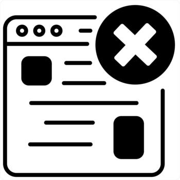 Wrong Webpage and icon concept in black line color vector