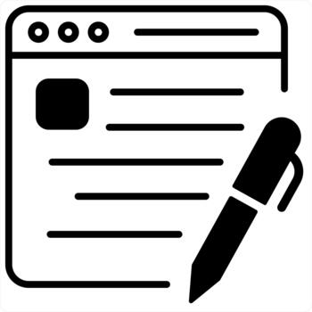 editar página web y icono concepto en negro línea color vector