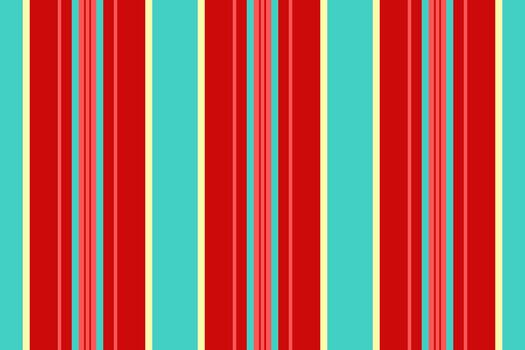 Picnic lines stripe fabric, mid pattern background textile. Packaging texture seamless vertical in red and teal colors. vector