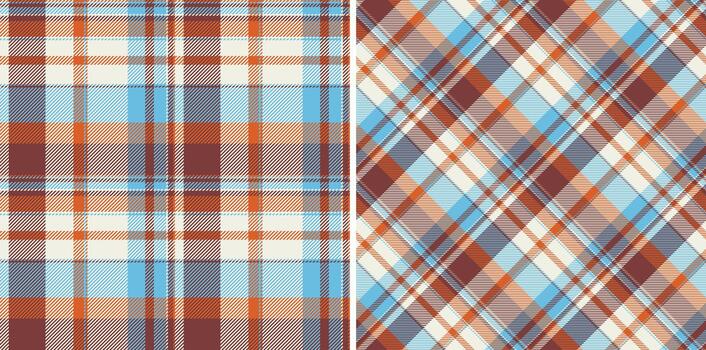 Tartan plaid texture of pattern background seamless with a textile check fabric. Set in retro colors of clothing style trends. vector