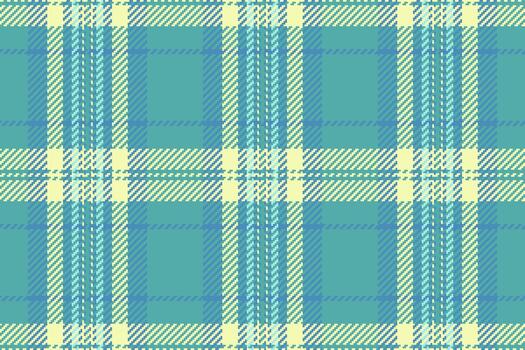 Minimal check fabric seamless, folk pattern plaid background. Jacket texture textile tartan in teal and light colors. vector