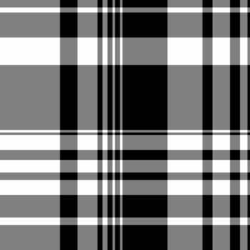 Asymmetric texture fabric check, scrap plaid background. Daisy pattern textile tartan seamless in gray and black colors. vector