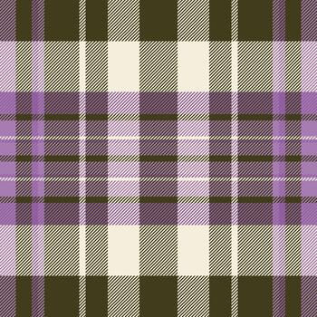 Classic plaid pattern featuring purple, khaki, and cream hues. A timeless textile perfect for backgrounds, apparel design, or adding a touch of rustic charm. vector