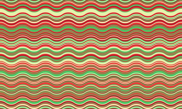 vibrante ondulado rayas en rojo, verde, y crema crear un alegre, retroinspirado modelo. Perfecto para textil diseño, sitio web antecedentes, o festivo proyectos vector