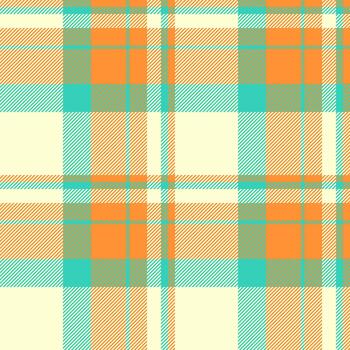 Checkered check fabric plaid, editable tartan texture . Carpet textile background pattern seamless in light goldenrod yellow and tangerine colors. vector