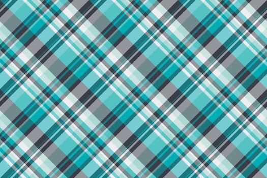 Modern plaid pattern of interwoven teal, gray, and white stripes. Versatile for backgrounds, textiles, and graphic design. Evokes calm, sophistication, and style. vector
