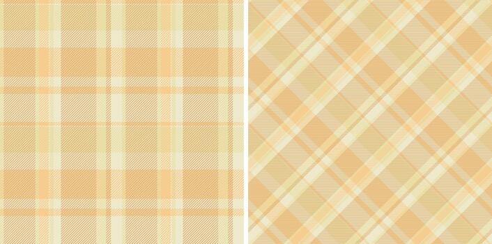 tartan textile of fabric texture background with a plaid check seamless pattern. Set in light colors for trousers outfit ideas. vector