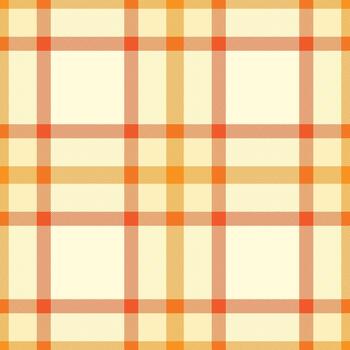 Seamless plaid pattern with warm orange and cream tones. Classic texture for textiles, backgrounds, and graphic design projects, suggesting comfort and tradition. vector