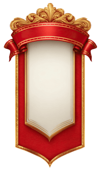 florido vertical rojo y oro bandera marco con blanco proteger para texto aislado en transparente antecedentes png