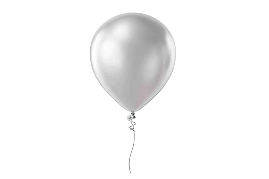 White glossy balloon with a shiny reflective surface and string floating isolated on transparent background png